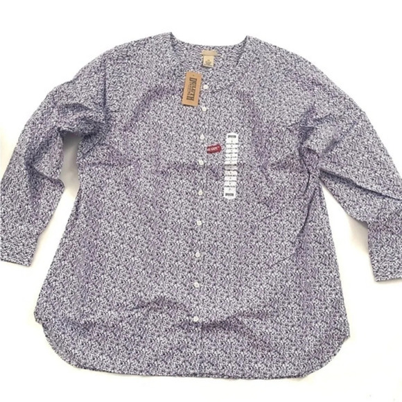 New Duluth Wrinkle Fighter Tunic Shirt Purple Floral - Picture 1 of 5